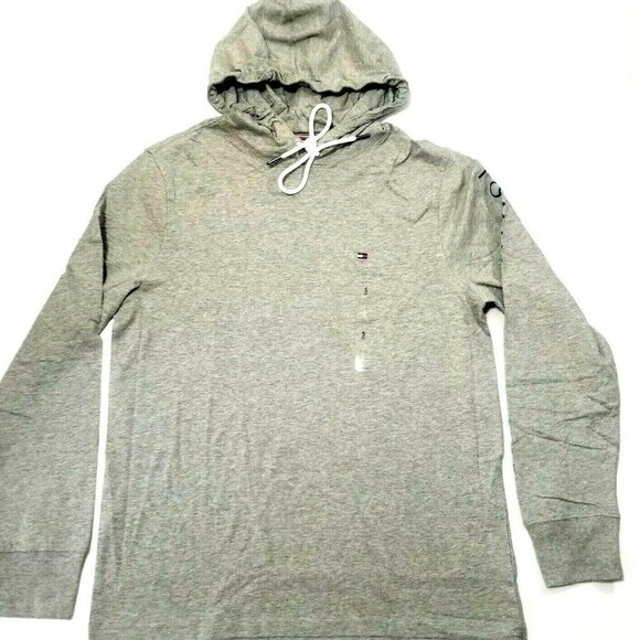 Tommy Hilfiger Men's Hoodie T-shirt Graphic Flag Logo‎ Long Sleeve Lightweight - Picture 1 of 6